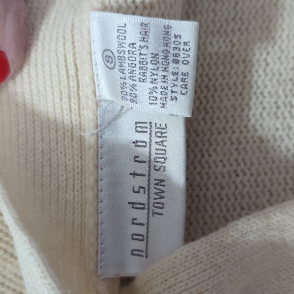 Vintage Nordstrom Town Square Lambswool Angora Cardigan Sweater Beige S - Picture 8 of 11